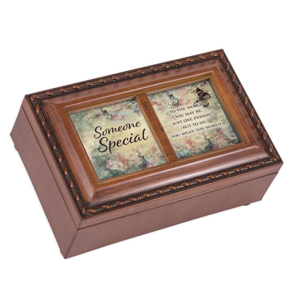 9825 Someone Special Woodgrain Rope Trim Petite Music Box Plays Wind